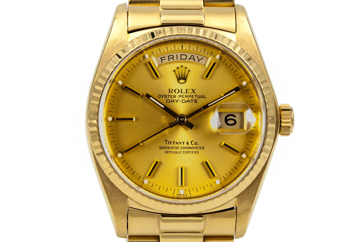 HQ Milton - 1978 Rolex YG Day Date 18038 with Champagne Tiffany