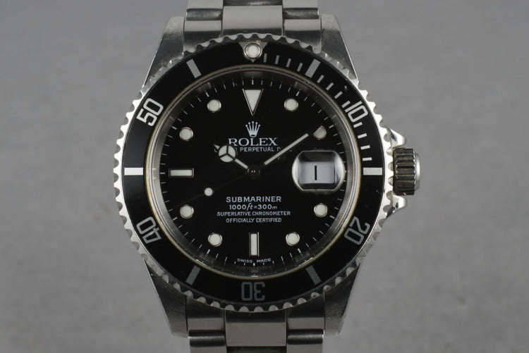 2001 Rolex Submariner 16610 with Box and Papers