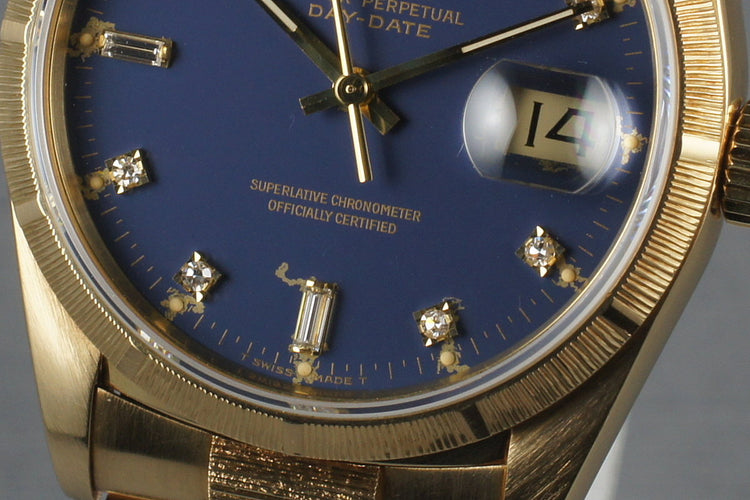 1989 Rolex Bark Day Date Ref: 18248 with Factory Blue Diamond Dial