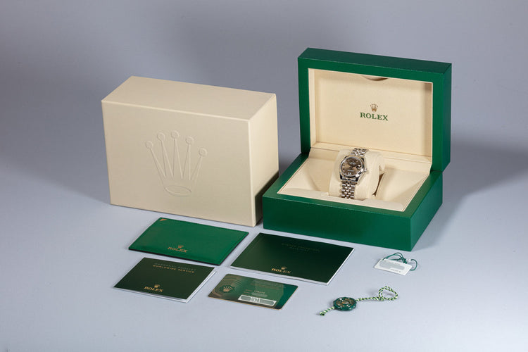 2021 Midsize 31mm Rolex Datejust 178274 Diamond 'VI' Gray Dial with Box & Card