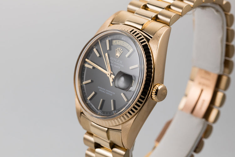 1970 Rolex 18k Day-Date 1803 with Matte Black Dial