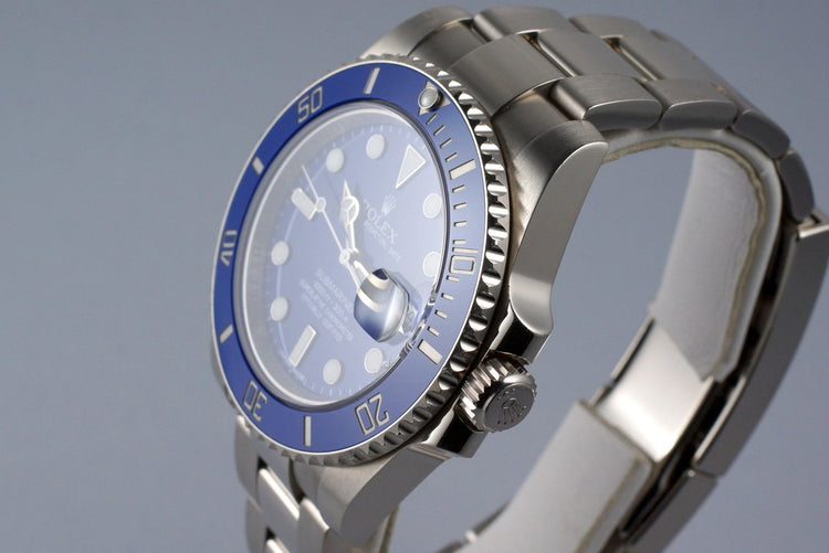 2012 Rolex WG Blue Submariner 116619 with Box and Papers