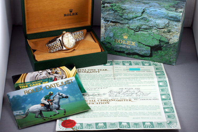 1997 Rolex Two Tone DateJust 16233 Factory Diamond Jubilee Dial with Box and Papers