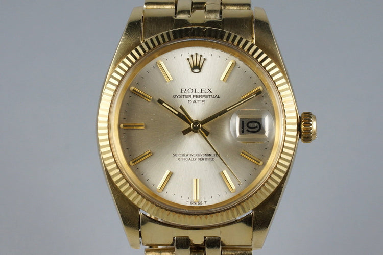 1979 Rolex 14K YG Date 1503 Silver Dial with Papers