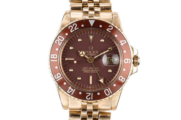 1973 Rolex 18K YG GMT-Master 1675 with Brown Nipple Dial