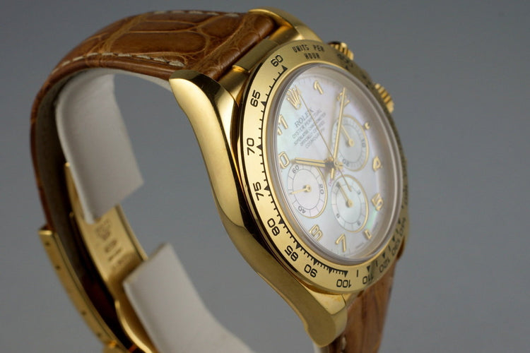 1999 Rolex YG Zenith Daytona 16518 Mother of Pearl Dial