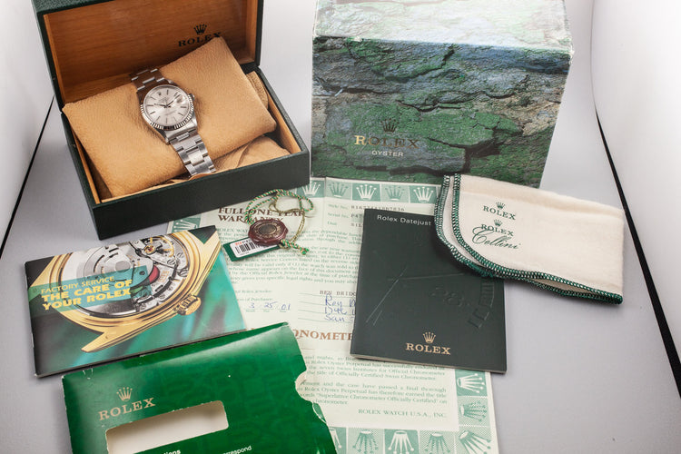 2000 Rolex DateJust 16234 Tapestry Dial with Box and Papers