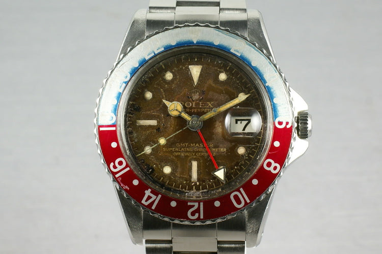 Rolex GMT 1675 Pointy Crown Guard Tropical chapter ring dial