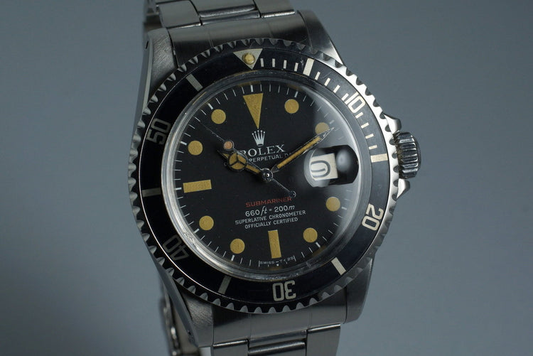 1971 Rolex Red Submariner 1680 Mark V Dial with Box and Papers