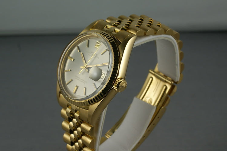 Rolex Datejust 1601 18K with slate gray dial and 18 bracelet