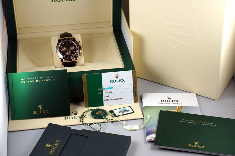 2015 Rolex RG Daytona 116515 Black With Pink Counters Dial with Box and Papers