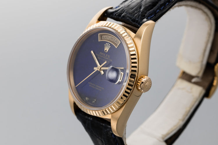 1991 Rolex 18K Day-Date 18238 Lapis Dial with Papers