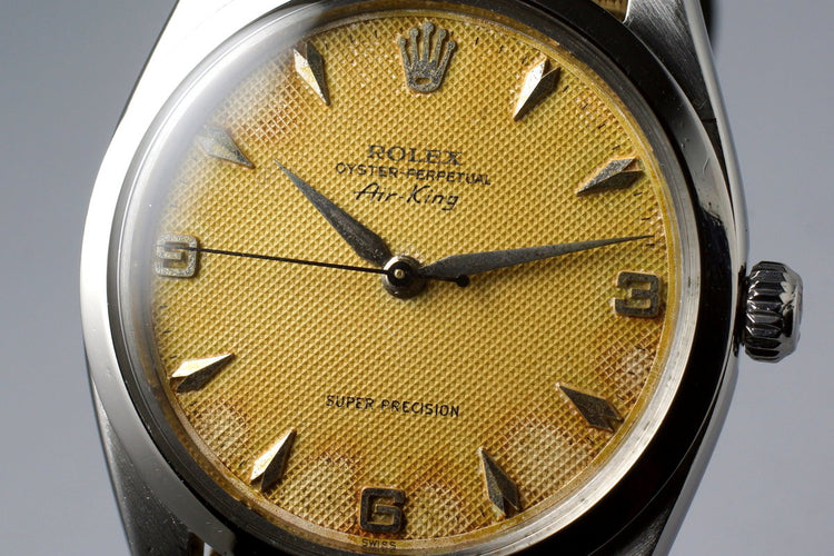 1958 Rolex Air-King 5504 Tropical Non-Luminous Cream Waffle Dial