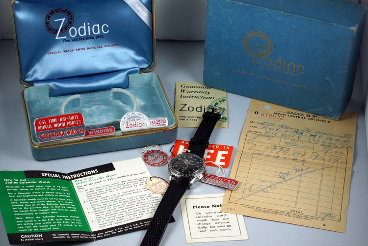 1958 Zodiac Triple Date Moonphase Automatic with Box and Papers