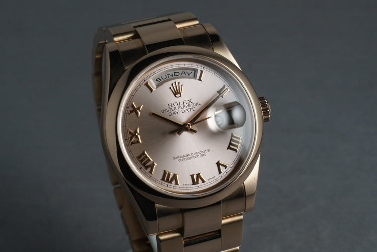 2000 President Rose Gold 118205 smooth bezel Oyster bracelet