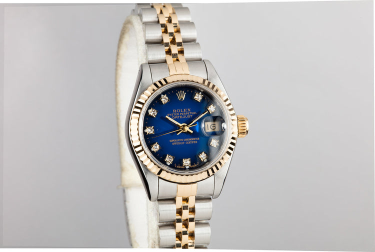 1989 Rolex Two-Tone Ladies DateJust 69173 Diamond Vignette Dial with Box and Papers