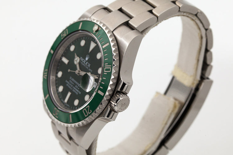 2013 Rolex Green Submariner 116610V with Box and Papers