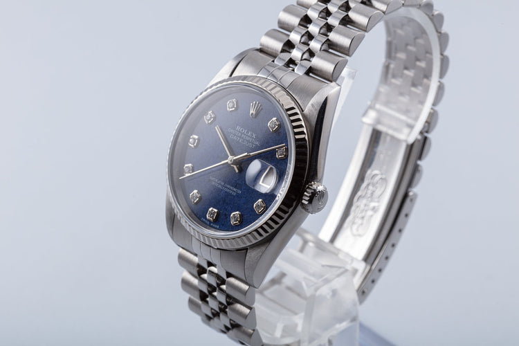1996 Rolex Datejust 16234 Blue Sodalite Diamond Dial