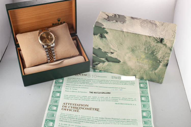1995 Rolex Two-Tone DateJust 16233 Champagne Dial with Box and Papers