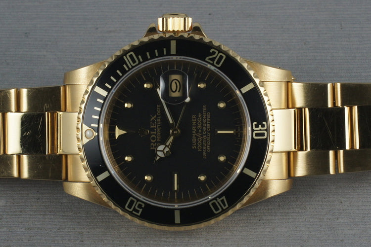 Submariner 18K 16808 Black Nipple Dial with Box and Papers