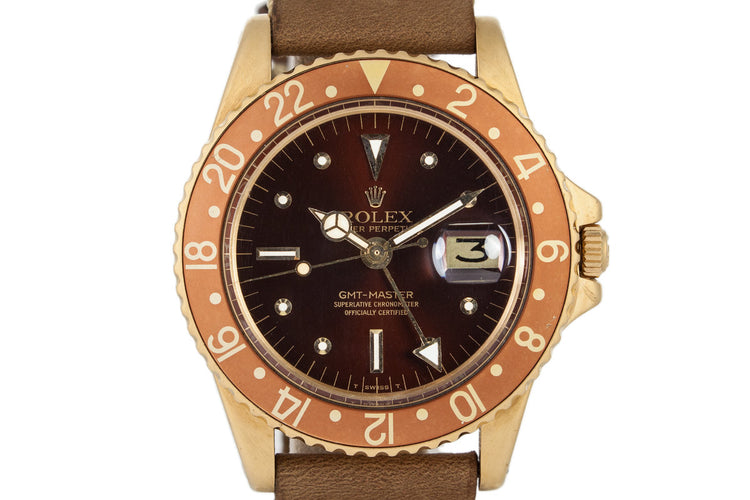 1971 Rolex 18K YG GMT 1675 with Rootbeer Dial