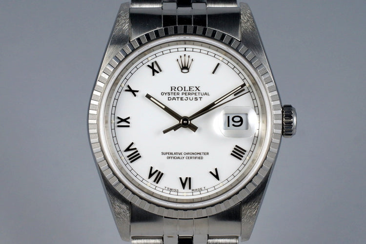 2002 Rolex DateJust 16220 White Roman Dial