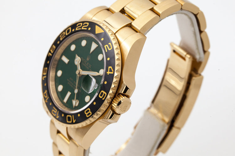 2009 Ceramic GMT 18K GREEN Dial 116718 with Box and Papers
