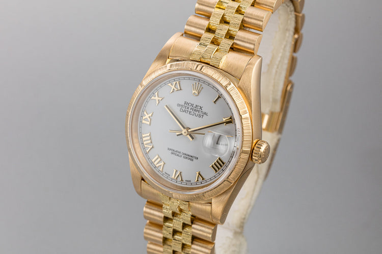 1999 Rolex 18K YG DateJust 16248 "Bark Master" with White Roman Numeral Dial
