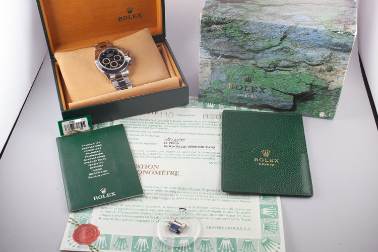 1999 Rolex Zenith Daytona 16520 Black Dial with Box and Papers