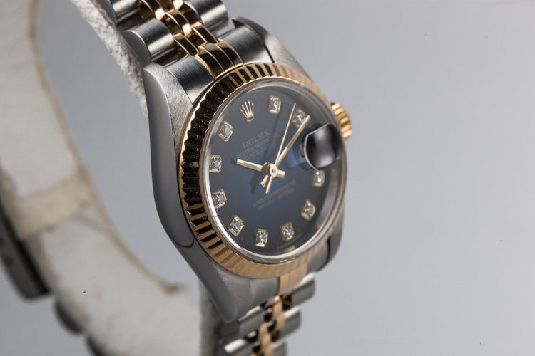 1997 Rolex Ladie Two Tone DayDate 69173 with Factory Blue Vignette Diamond Dial