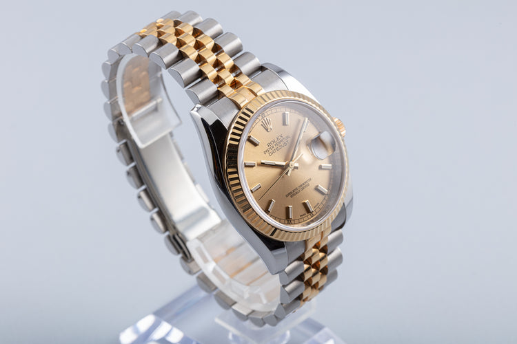 2008 Rolex DateJust 18K/ST116233 Champagne Index Dial with Box & Card