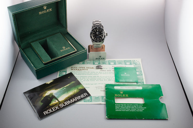 1985 Rolex Submariner 5513 with Spider Dial with Box and Papers
