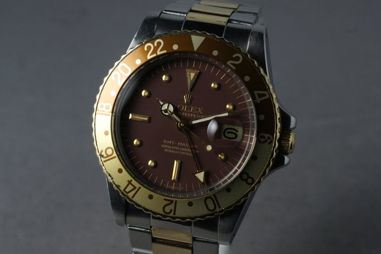 1974 Rolex 18K/SS GMT 1675 with Root Beer Dial