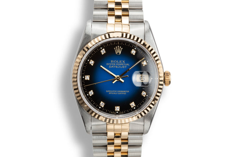 1992 Rolex Two-Tone DateJust 16233G with Blue Vignette Diamond Dial