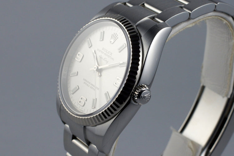 2007 Rolex Air King 114200 Silver 3/6/9 Dial