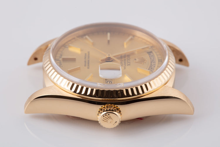 1984 Rolex 18K YG Day-Date 18038 Gold Dial w/ Warranty Papers