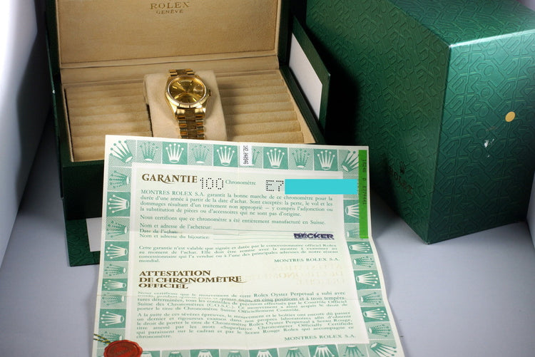 1990 Rolex YG Bark Day-Date 18248 with Box and Papers