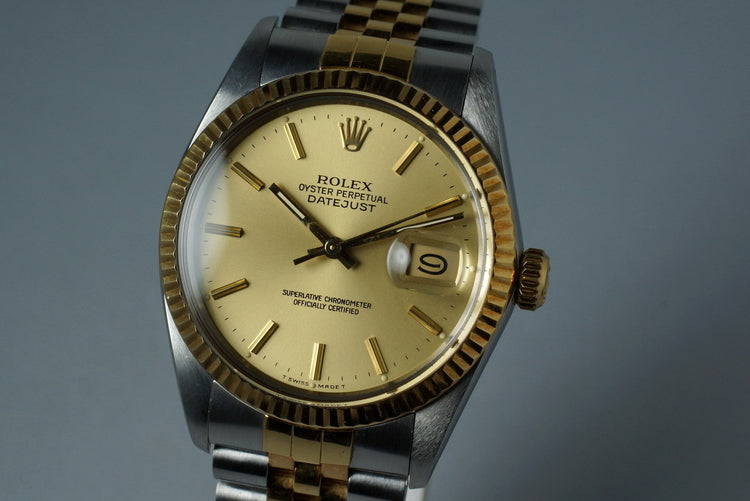 1987 Rolex Two Tone DateJust 16013 with Box and Papers