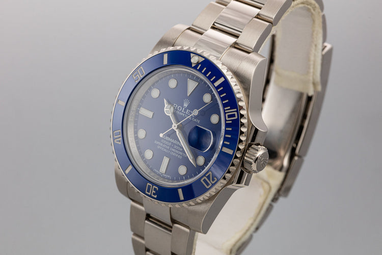 2018 Rolex 116619LB 18K White Gold Blue Submariner with Box and Papers