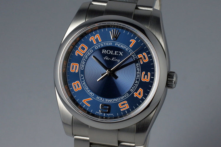 2007 Rolex Air King 114200 Blue Arabic Dial