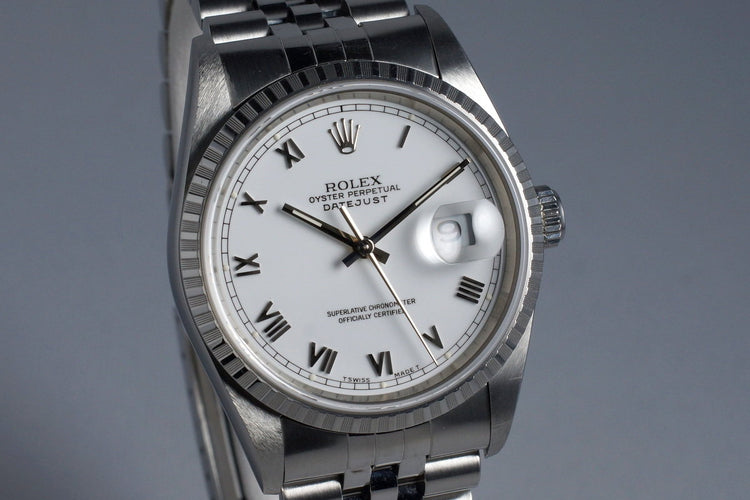 2002 Rolex DateJust 16220 White Roman Dial