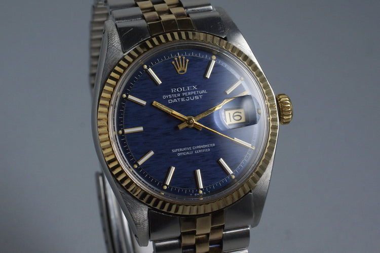 1971 Rolex Two Tone DateJust 1601 Blue Textured Dial