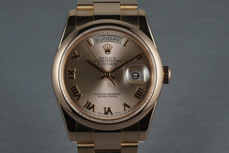 2000 President Rose Gold 118205 smooth bezel Oyster bracelet