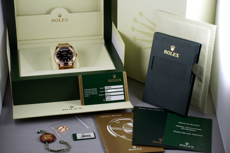 2009 Rolex Rose Gold Day Date II 218235 with Box and Papers