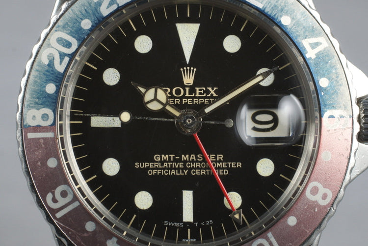 1963 Rolex GMT 1675 PCG with Glossy Gilt Double Swiss Dial