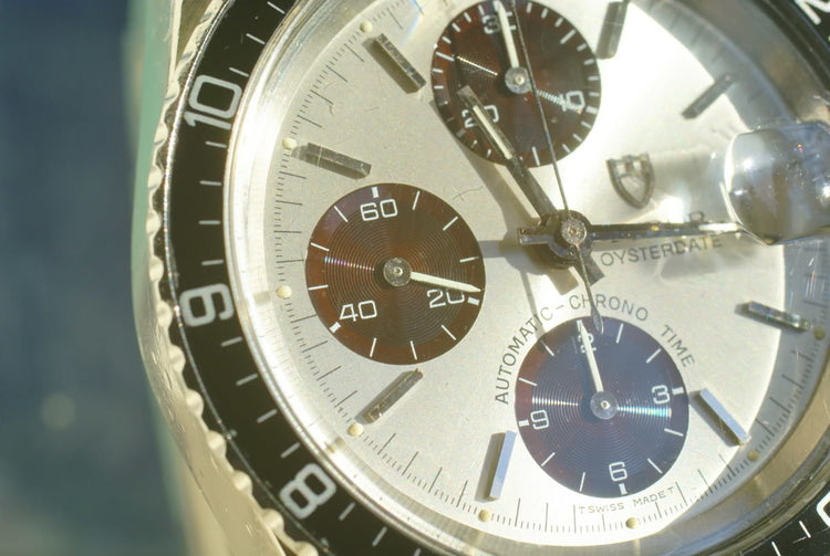 Tudor Chronograph Big Block 79170 with sub dial starting to turn chocolate