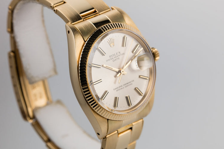 1980 Rolex 14K YG Date 1503 Silver Dial with Box