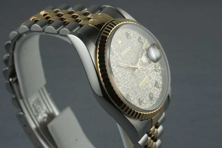 1997 Rolex Two Tone DateJust 16233 Factory Diamond Jubilee Dial with Box and Papers