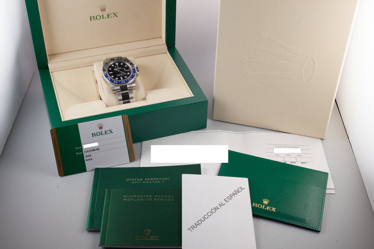 2017 Mint Rolex Ceramic GMT-Master II BLNR with Box and Papers