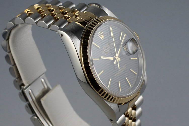 1991 Rolex Two Tone DateJust 16233 Black Tapestry Dial with Concentric Circles